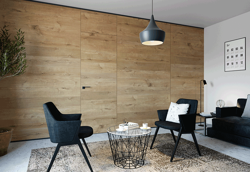 Двери в сборе с алюминиевым наличником и коробом