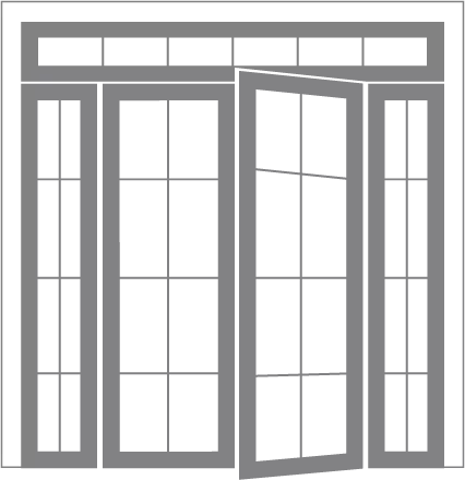 Четырехстворчатые двери с фрамугой